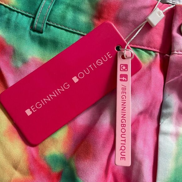 Beginning Boutique NWT Madilyn Rainbow Pant Women M Groovy Rave Disco 70s Hippie - Picture 5 of 14